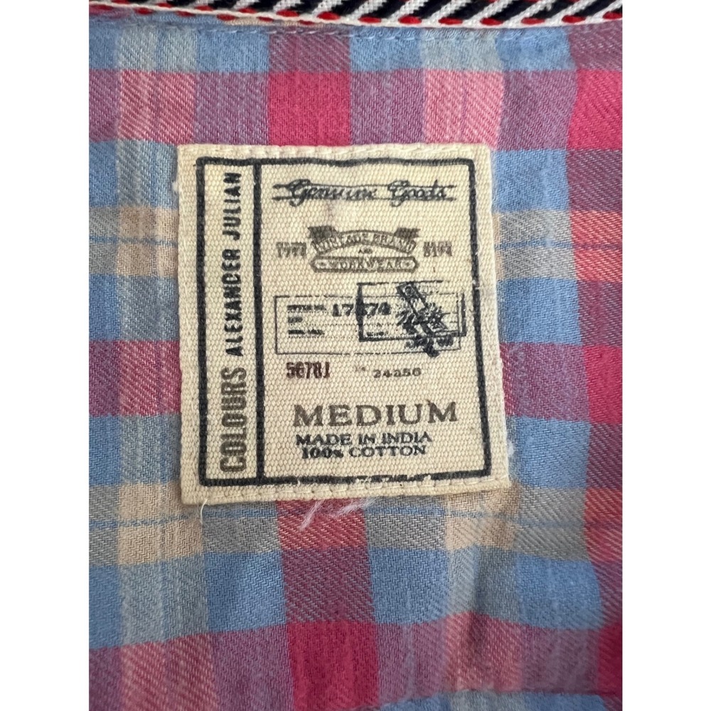 Colours Alexander Julian Pink Blue Plaid Button Down Flannel Shirt Womens Medium - Picture 3 of 5